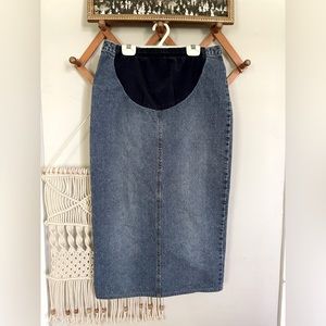 Vintage Motherhood maternity long denim skirt with panel size small